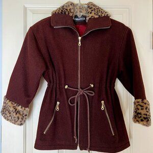 Caravelle Wool Coat with Faux Firm Trim, Girls Fully Lined Wool Dress Coat